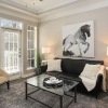 a living room with a couch and a coffee table